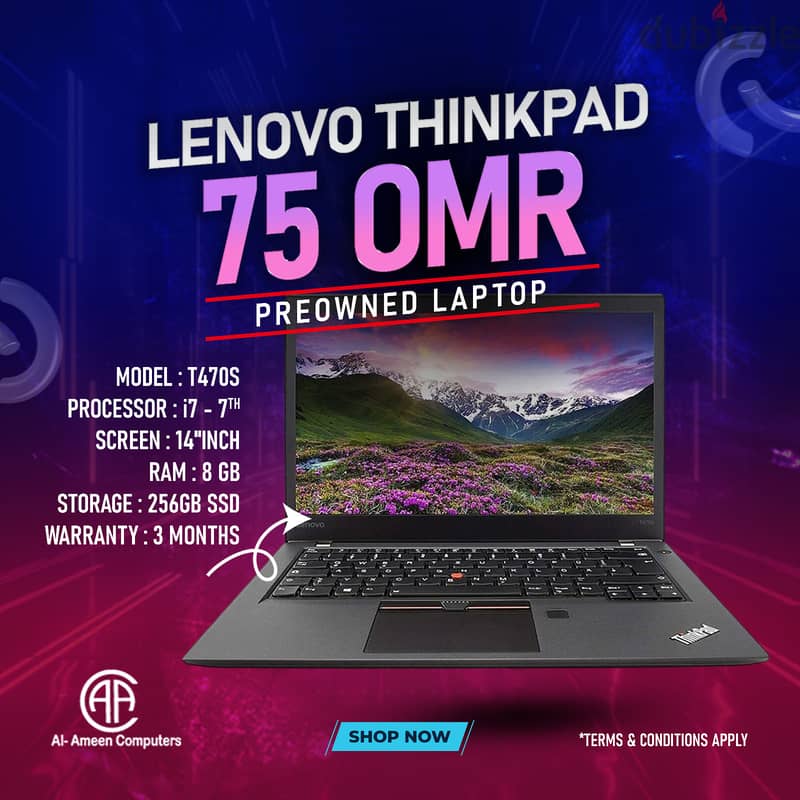 LENOVO THINKPAD - USED T470S 0