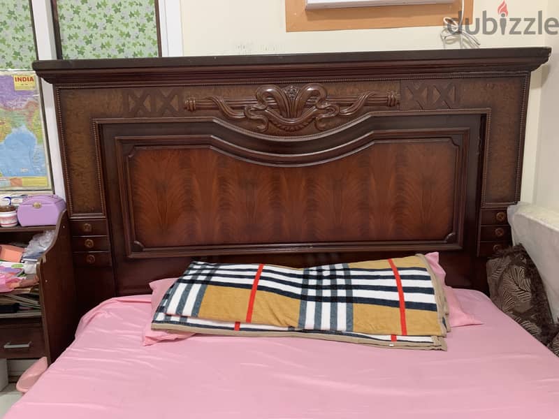 King Size wooden Bed, Mattress and Dressing Table 0