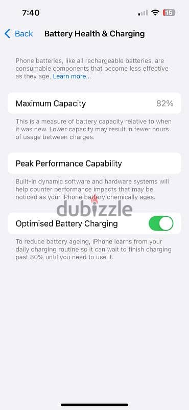 IPhone 13 storage 256  Battery  82% 7