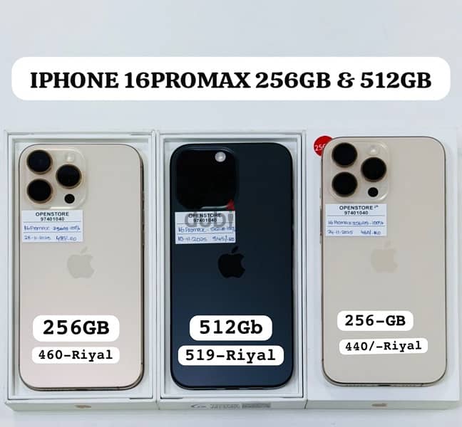 Iphone 16 promax 256GB & 512GB LESS USED- Normal use- amazing phones 0