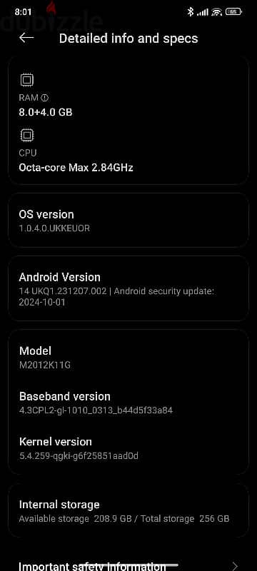mi 11i  8+4 Ram 256 Storage 1
