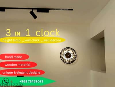 3 in 1 (neight lamp + wall clock + wall decore)