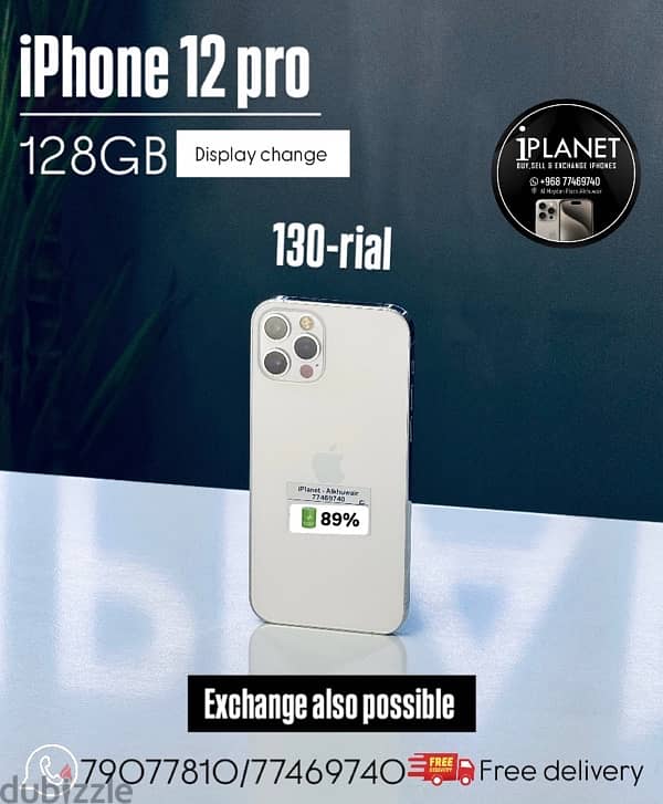 iphone 12 pro 128Gb battery 89% display change good phone 0