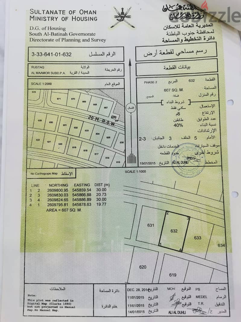 أرض سكنية للبيع بمنطقة المعمورة بولاية الرستاق 0