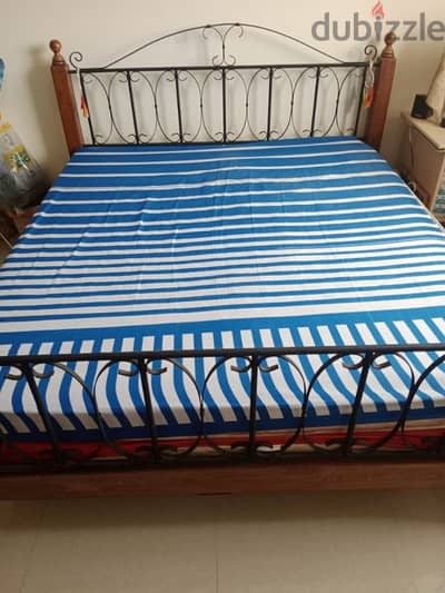 Sparingly used King size cot with mattress for sale