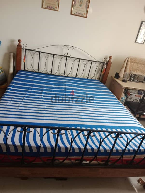 Sparingly used King size cot with mattress for sale 2