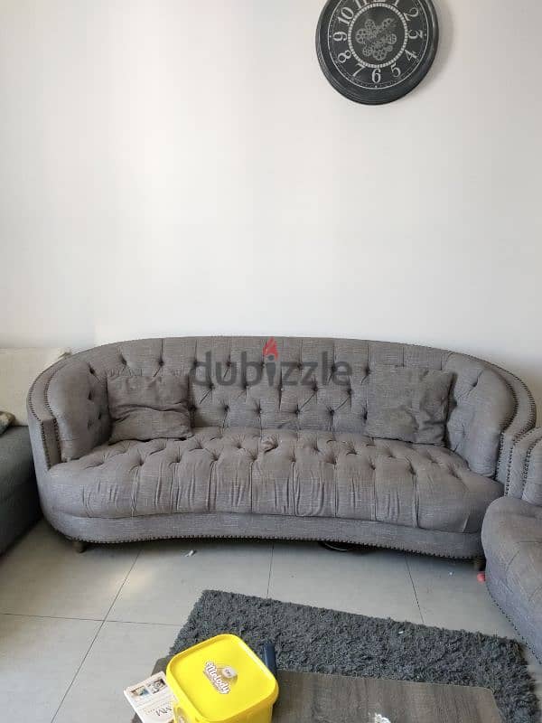 Sofa set with pillows and dinning table with 8 chairs with carpet 7