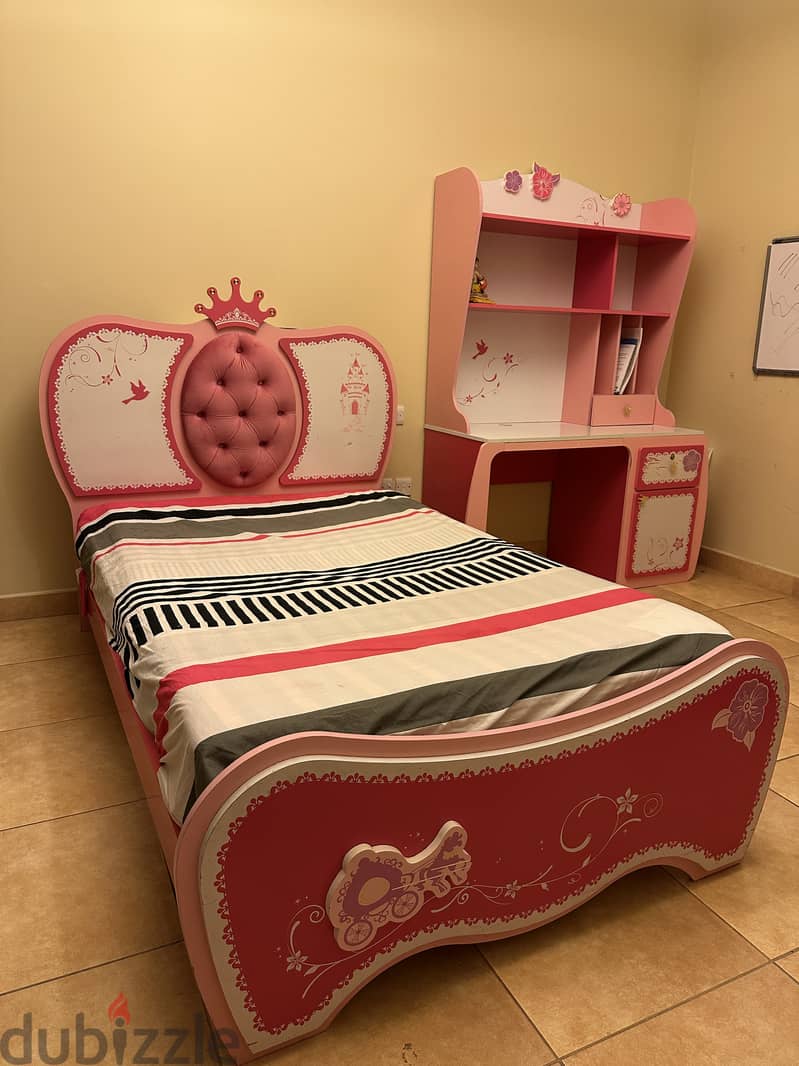 Bed and Study Table for girls 0