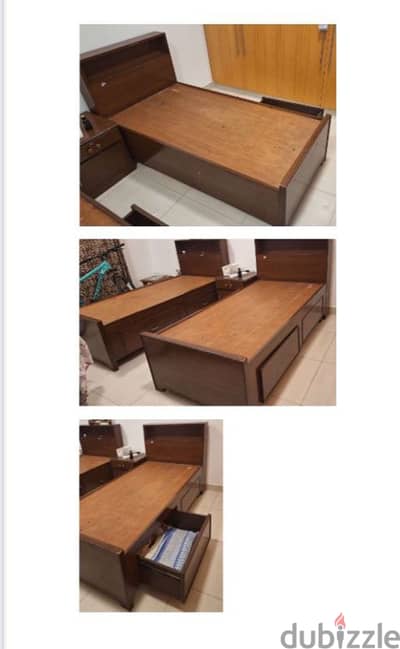 2 single beds with  side drawers. strong wood