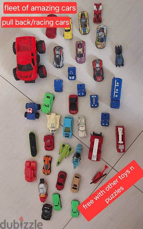 excellent condition puzzles, racing car track, cars 11