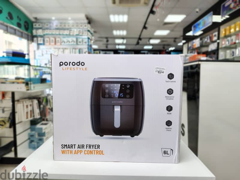 Porodo Lifestyle Smart Air Fryer with App Control 6L (PD-LSARFR2-BK) 0