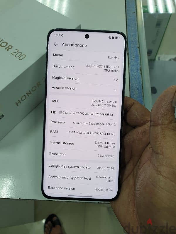 honor 200 256/12+12gb 2 month used. like new 4