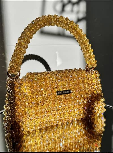 Hand made crystal beads bag.