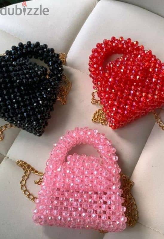 Hand made crystal beads bag. 1