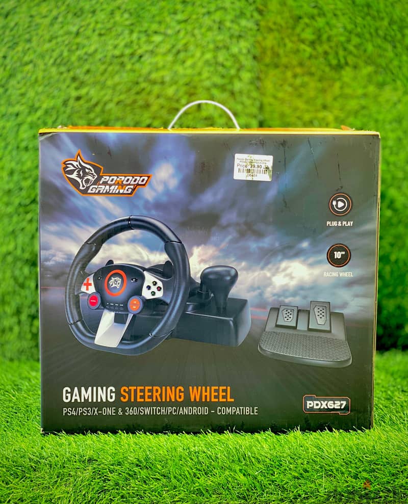 GAMING STEERING WHEEL RACING WHEEL 10" INCHES PLUG & PLAY 0