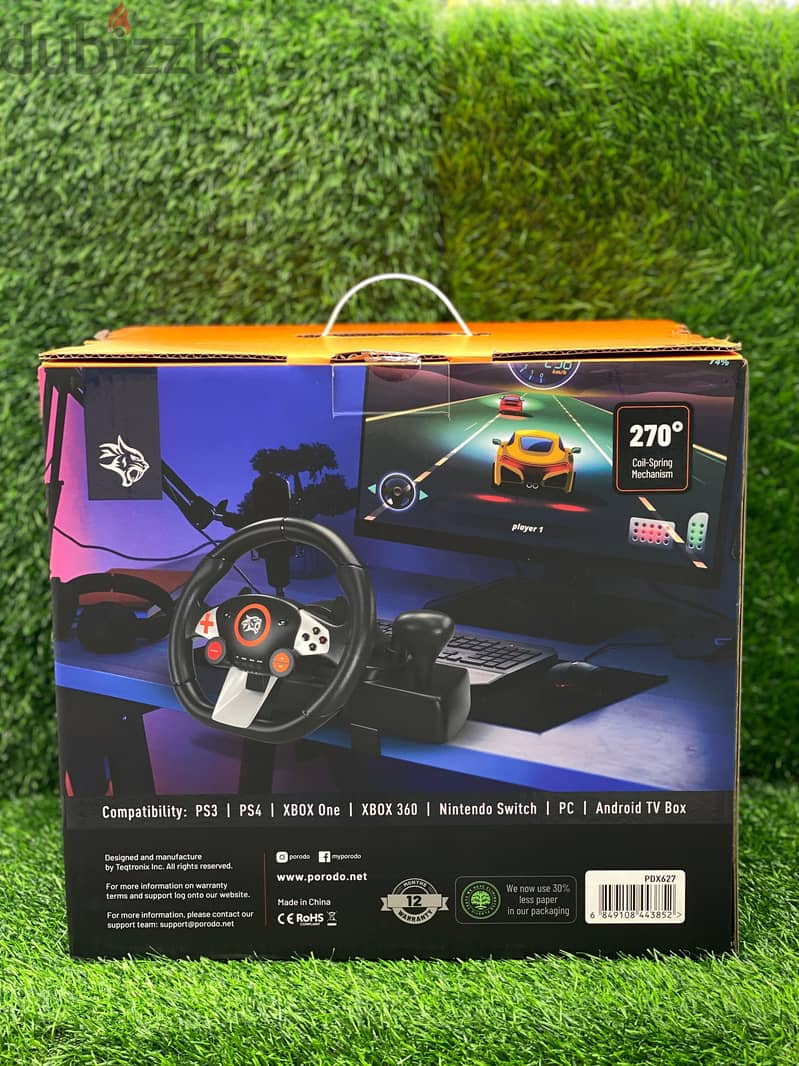 GAMING STEERING WHEEL RACING WHEEL 10" INCHES PLUG & PLAY 2