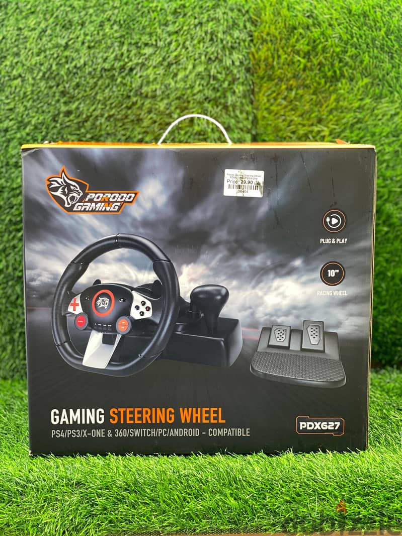 GAMING STEERING WHEEL RACING WHEEL 10" INCHES PLUG & PLAY 3