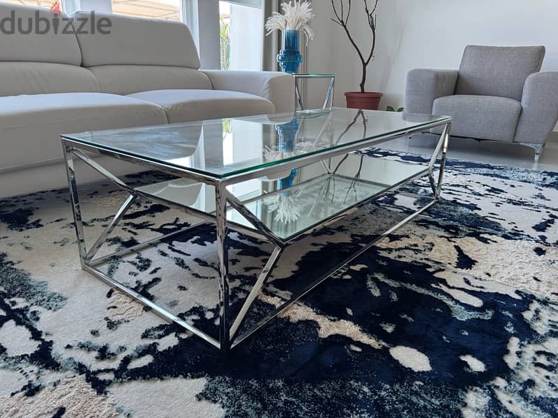 Silver table set (coffee table & 2 sides) 3