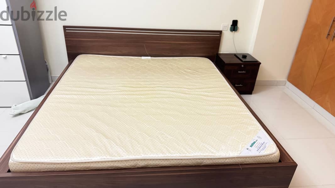 King Size Bed with Matress and 2 side tables 1