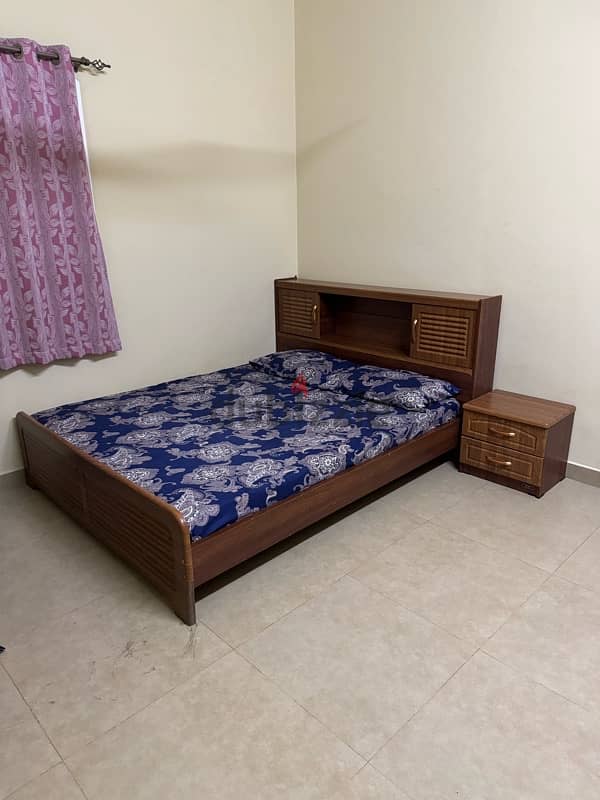 Queen Size Bed with Side Table 0