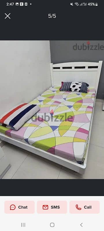 White Single bed and mattress 1