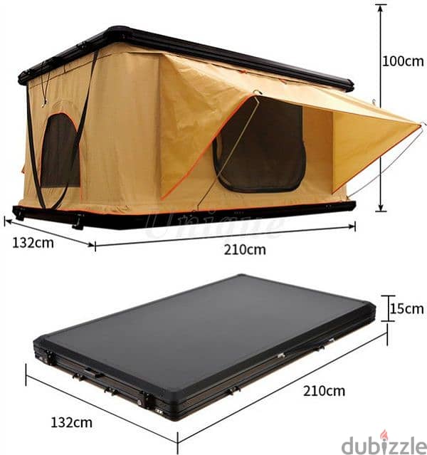 Hardtop Car Roof Tent, Waterproof, Rainproof, Aluminum Alloy Shell. 4