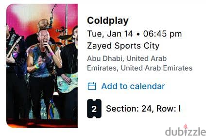 COLDPLAY ABU DHABI CAT-1 TICKETS FOR SALE 0