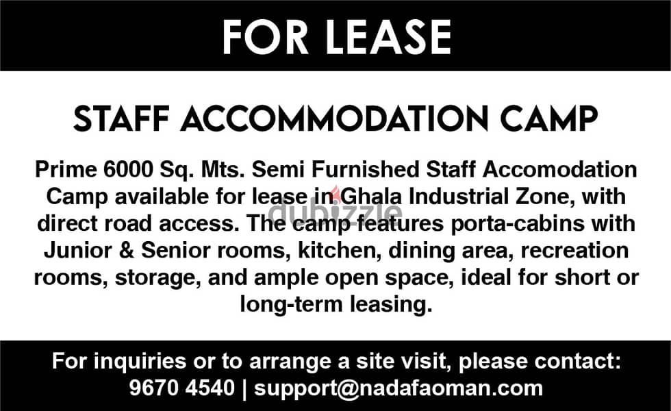 FOR LEASE STAFF ACCOMMODATION CAMP 2