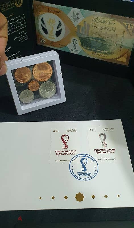 Qatari Rials FIFA Edition  + First Day Cover + UNC Coins 3