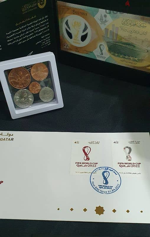 Qatari Rials FIFA Edition  + First Day Cover + UNC Coins 4