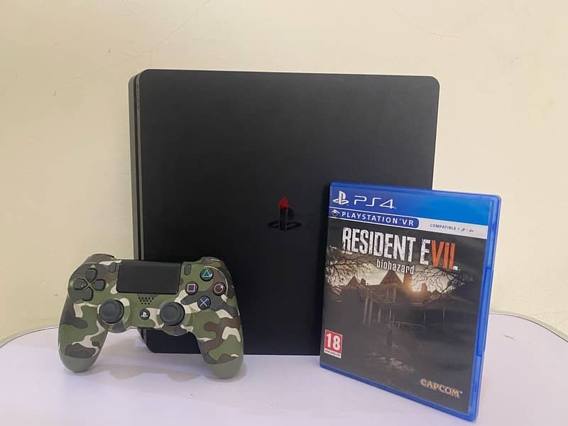 ps4 slim 500Gb 1 joystik 1 game 60 OMR 0