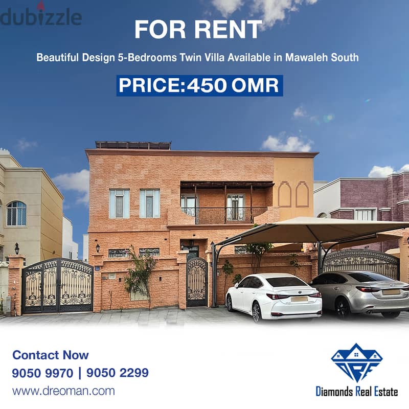 Stunning 5-Bedroom Twin Villa for Rent in Mawaleh South 0