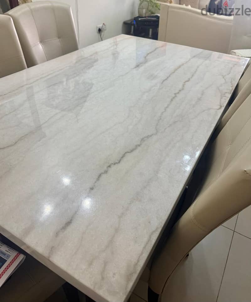 Marble top Dining Table with 6 chairs 1