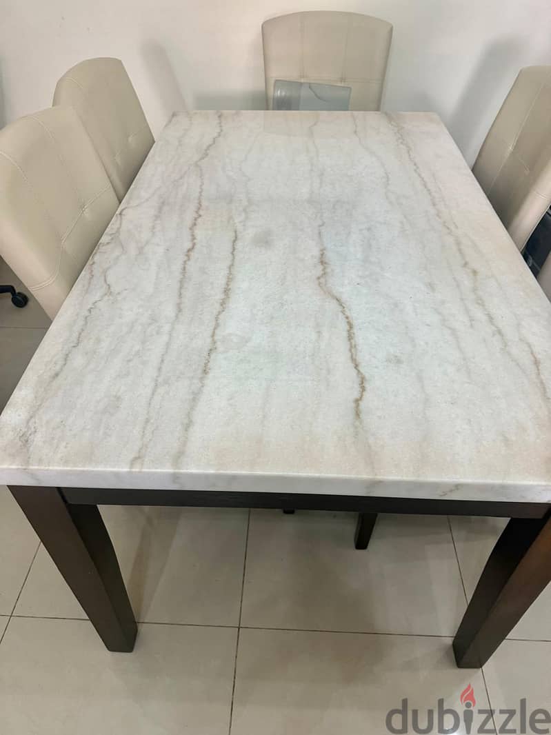 Marble top Dining Table with 6 chairs 0