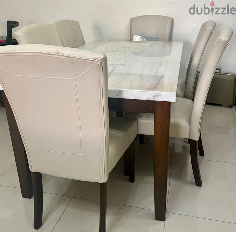 Marble top Dining Table with 6 chairs 4