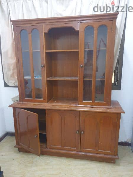 3+2+1 Sofa set & Crockery / Drawing Room Shelf in wood for Sale 4