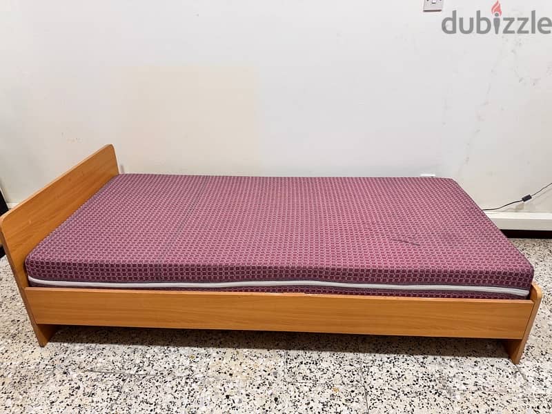 single wooden bed with mattress 1