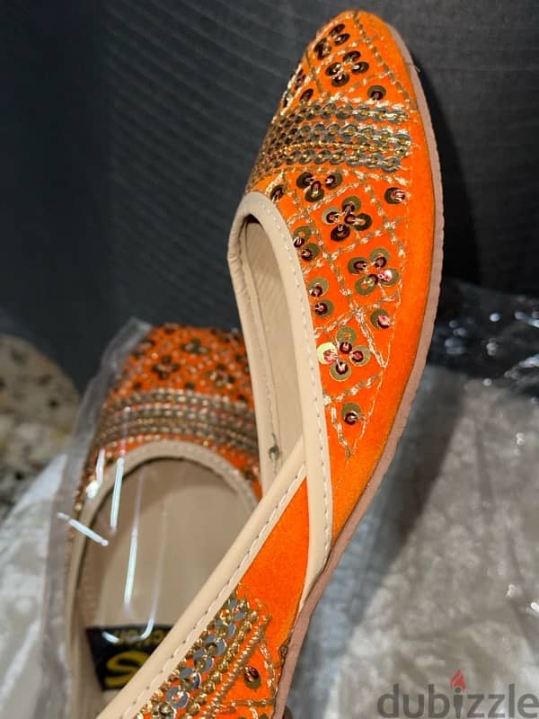 pumps (khussa) new pair of khussa. size 8. orange shade 2