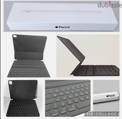 apple keybord folio and apple pencil 2 ابل كيبورد و ابل قلم اصدار ٢