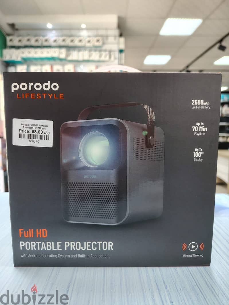 Porodo Full HD Portable Projector (Brand New) 0