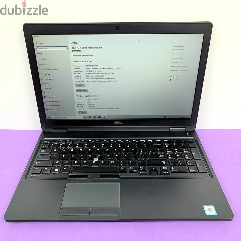 Dell latitude 5580 – intel core i5 7th Gen– 8gb ram, 256gb ssd 1