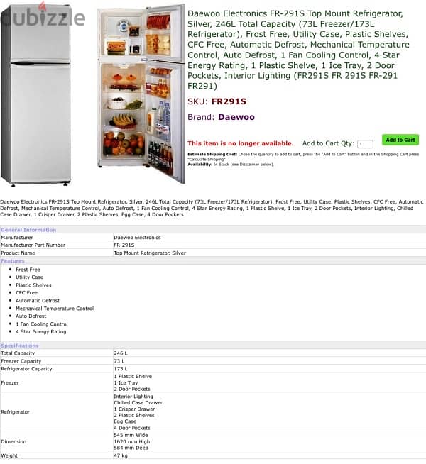 Refrigerator for sale Daewoo 3