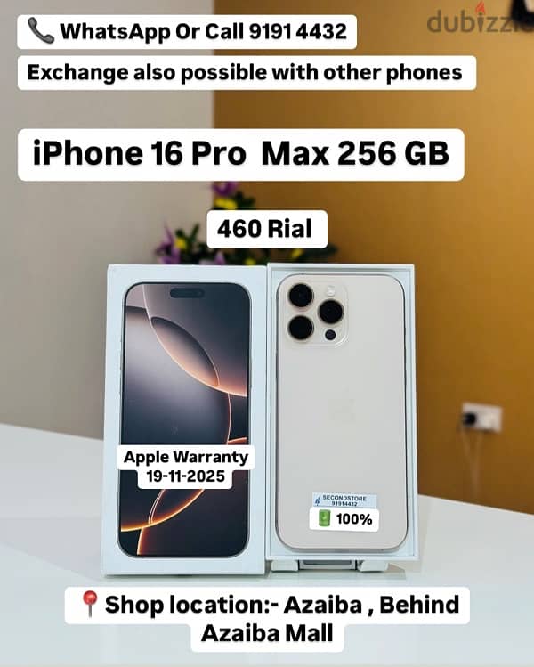 iPhone 16 Pro Max 256 GB very good condition Apple Warranty 19-11-2025 0