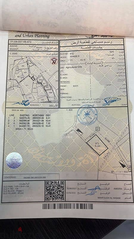 للبيع ارض في بوشر 71 متر مربع سعر 19 الف فرصه 0