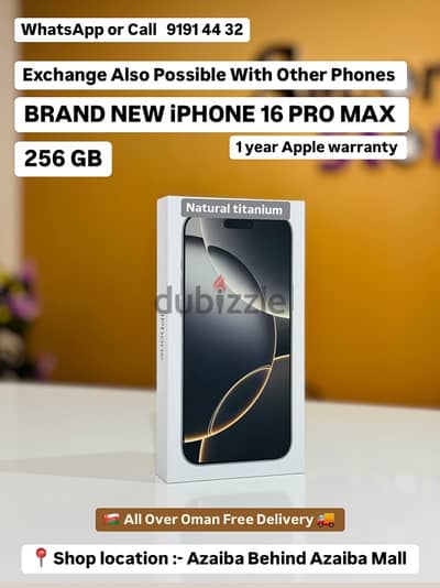 iPhone 16 Pro Max 256GB -Brand new -Natural titanium