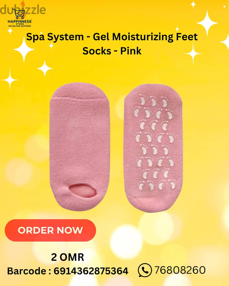 Spa System - Gel Moisturizing Feet Socks - Pink 0