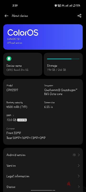 OPPO Reno 5pro 5g 256gb