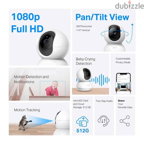 TP-LINK Pan/Tilt Home Security Wi-Fi Camera  Tapo C200 1