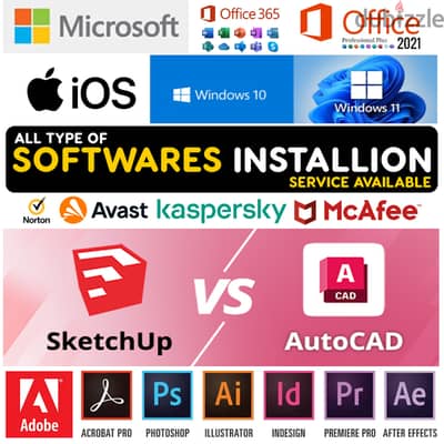 Software Installations: Windows | Office | Adobe | Antivirus | Autocad