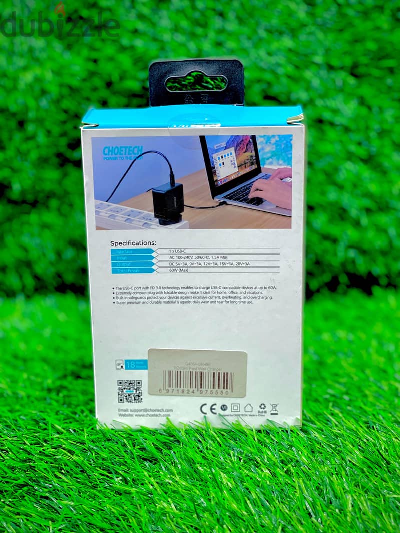 CHOETECH PD 60W  FAST WALL CHARGER 1